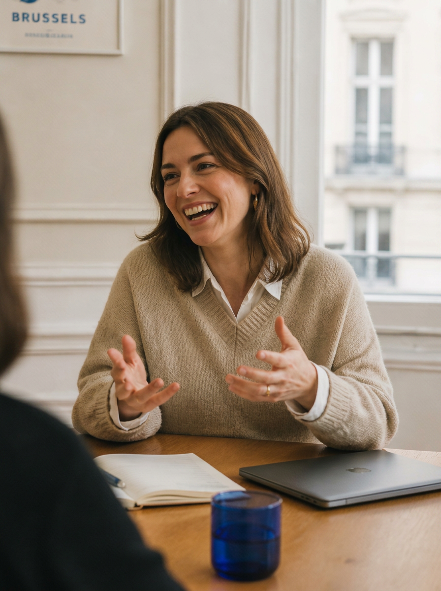 A Salerys payroll advisor in a meeting with an employer around a table